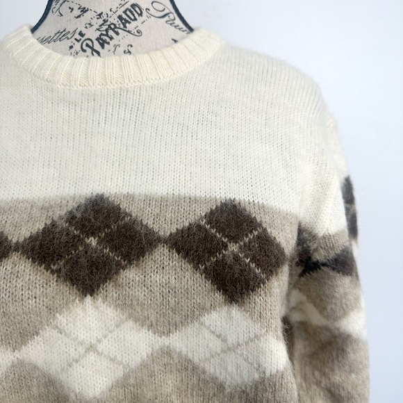Vintage Sears wool blend crewneck argyle sweater - Picture 3 of 13